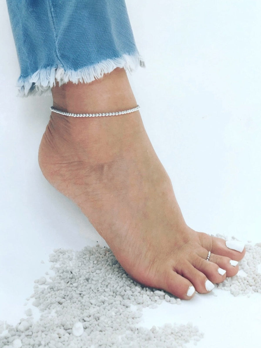 ◆STONEHENgE◆ silver anklet SC1757 Bella Signature Sterling Silver Beaded Anklet – Bella Rose & Co