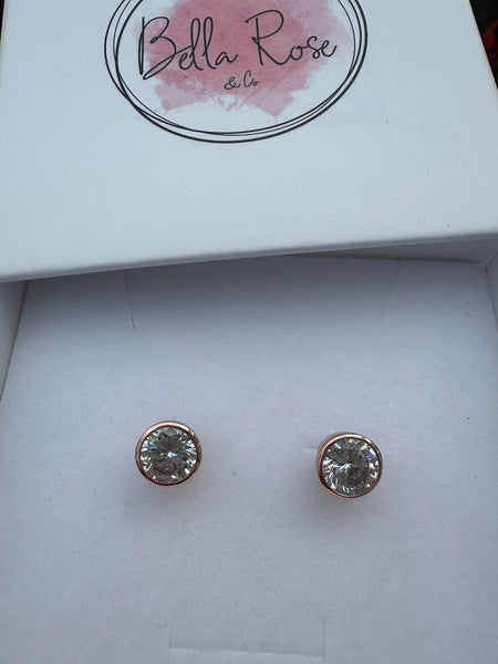 Anna - Rose Gold Faceted Cubic Zirconia Studs