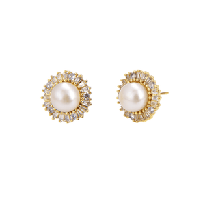 Diana - Cubic Zirconia Pearl Earrings