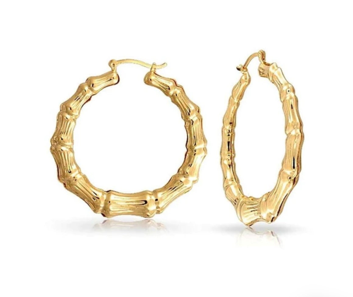 Thick Gold Bamboo Earrings