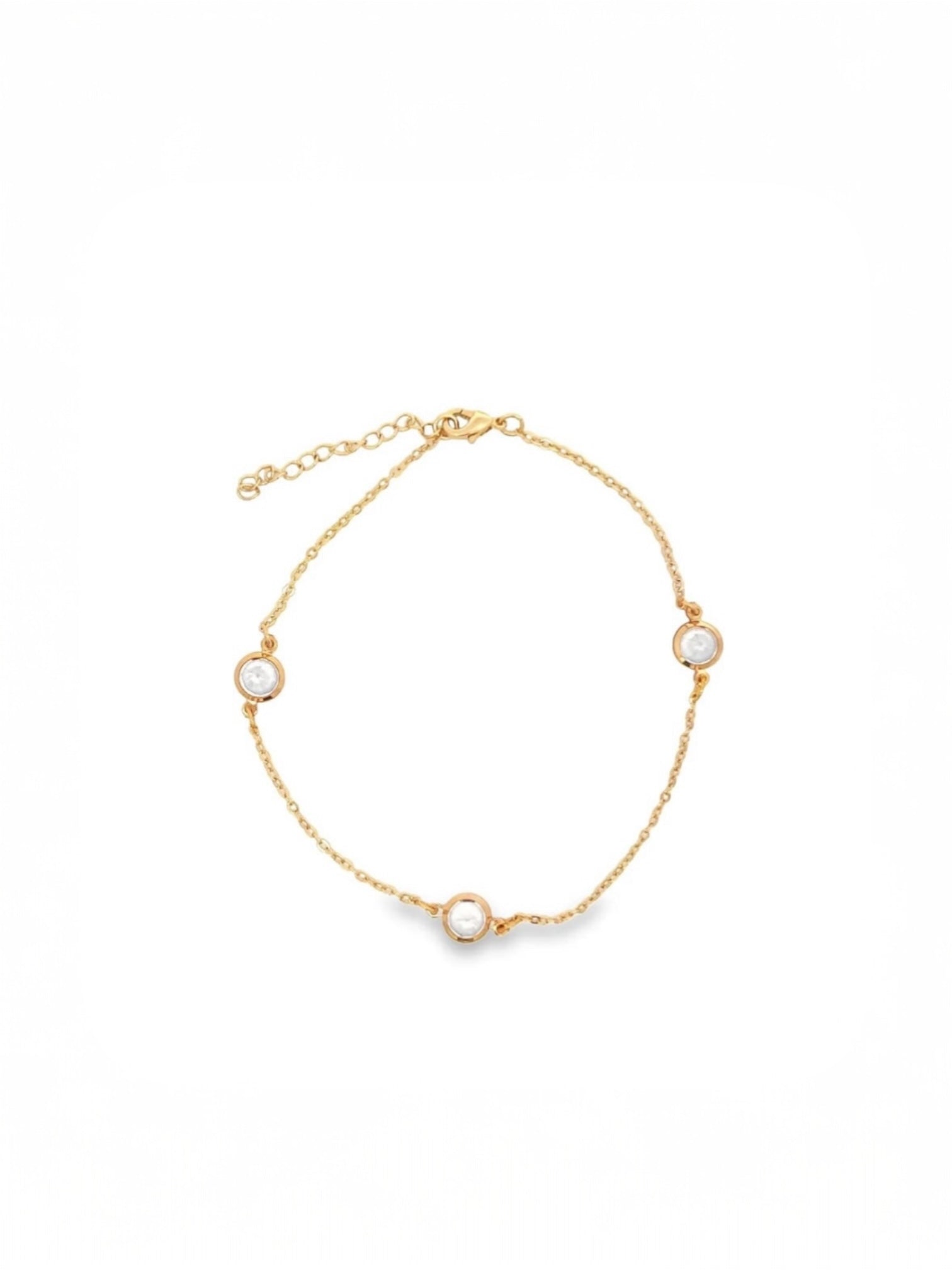 Flora - Anklet With Round Clear CZ Cubic Zirconia Stones
