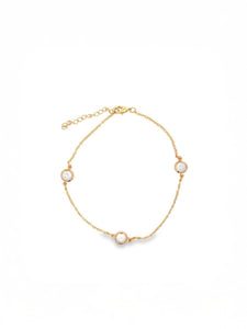 Flora - Anklet With Round Clear CZ Cubic Zirconia Stones