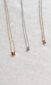 Tiny Initial Letter Charm Necklace