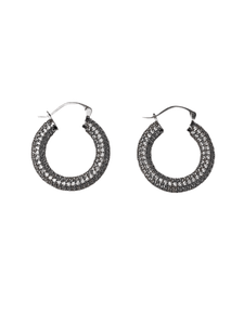 Bina - Thick Chunky Lever Back Hoop Earrings With CZ Stones