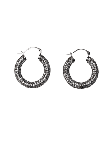 Bina - Thick Chunky Lever Back Hoop Earrings With CZ Stones