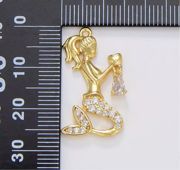 Mermaid Cubic Zirconia Pendant Charm