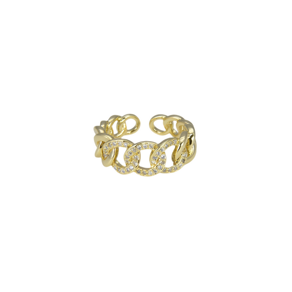 Pina - Chain Link Adjustable Ring with Cubic Zirconia