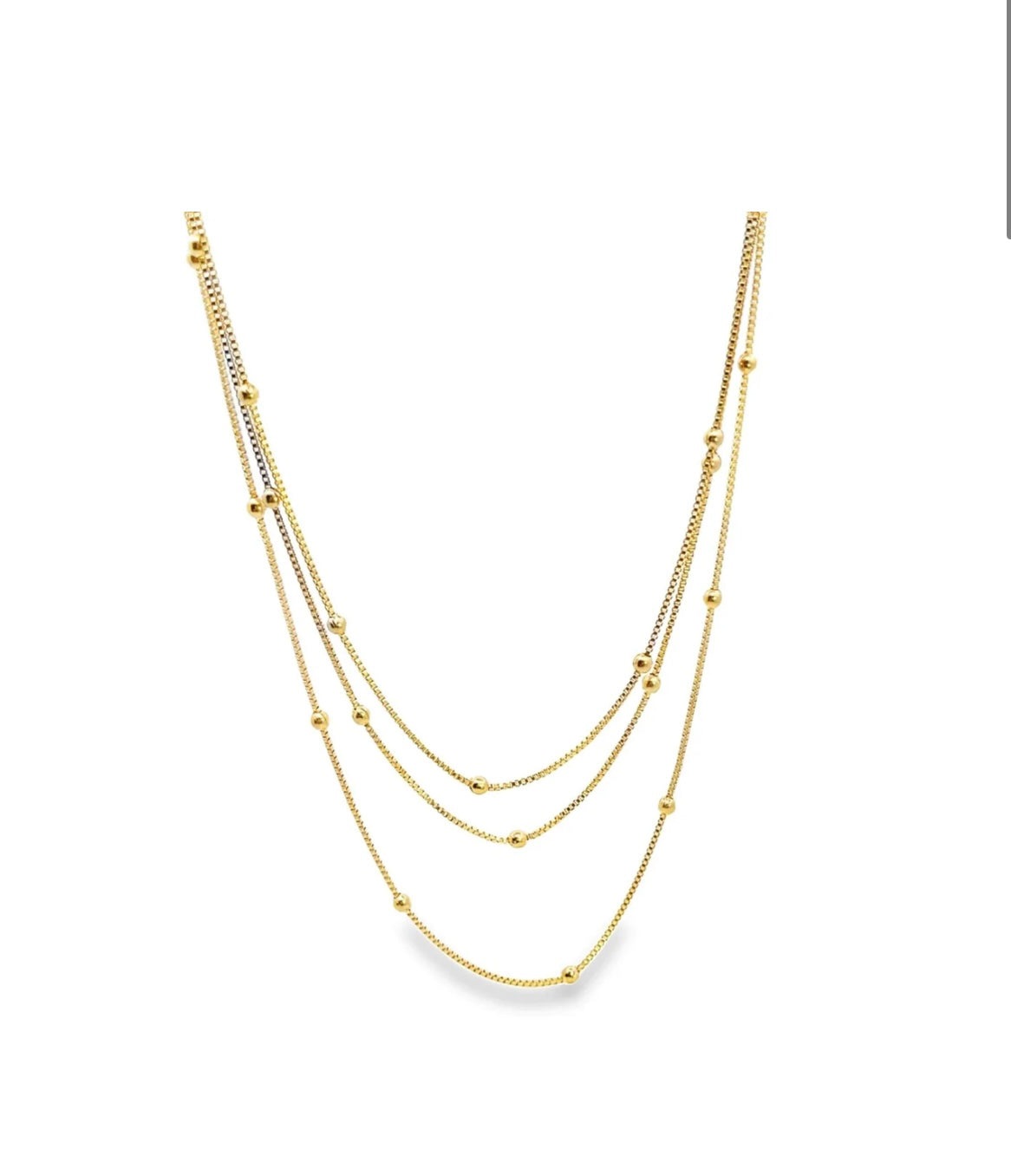 Hailey - Triple Layered Box Chain Necklace With Beads