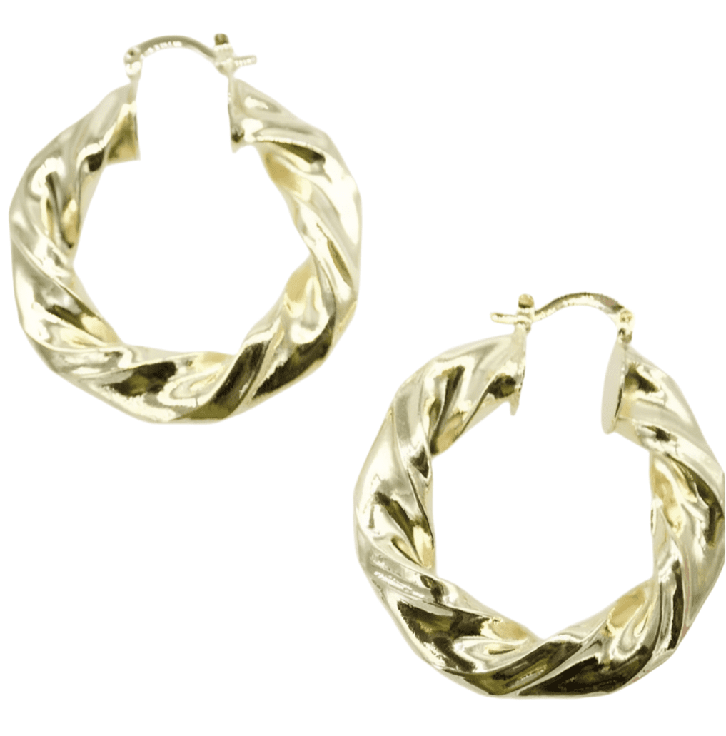 Twisted Thick Leverback Hoop Earrings