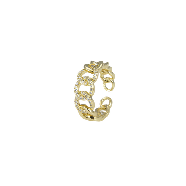 Pina - Chain Link Adjustable Ring with Cubic Zirconia