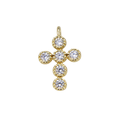 Tiny Cross - CZ Micro Pave Small Cross Charm