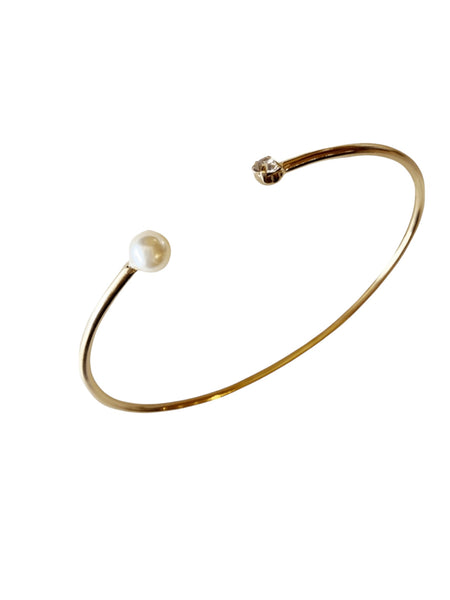 Nora - Pearl and Crystal Cuff Bracelet