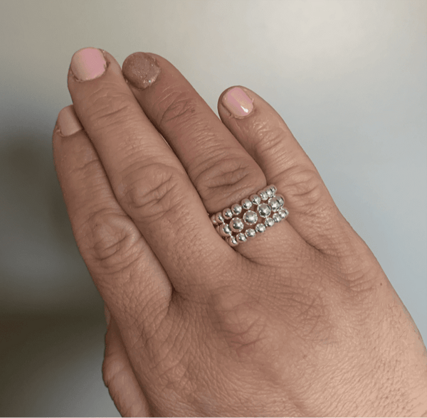 Bella Signature Sterling Silver Beaded Stretch Rings