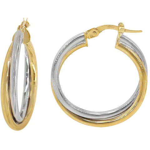 10KT gold, 2 tone earrings, 4mm thickness, size is outer diameter