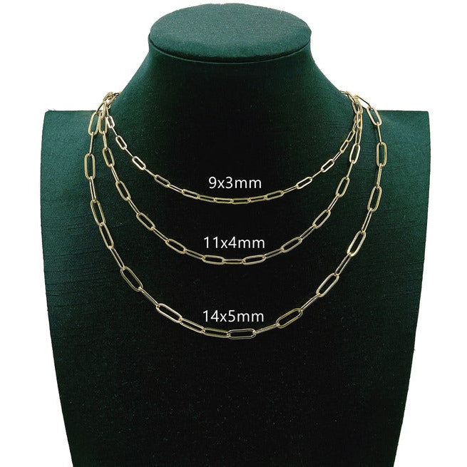14K Gold Filled Rectangle Paperclip Necklace