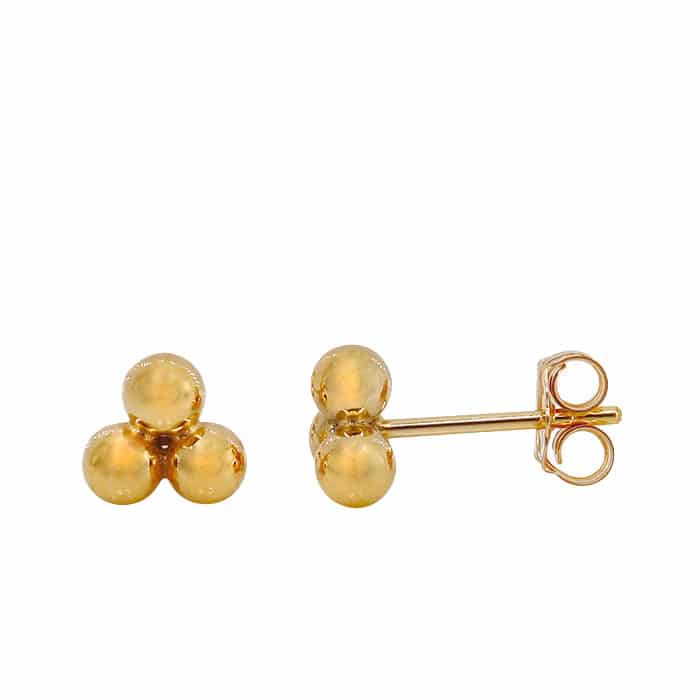 Triple 3mm ball stud earrings, 14K Gold Filled