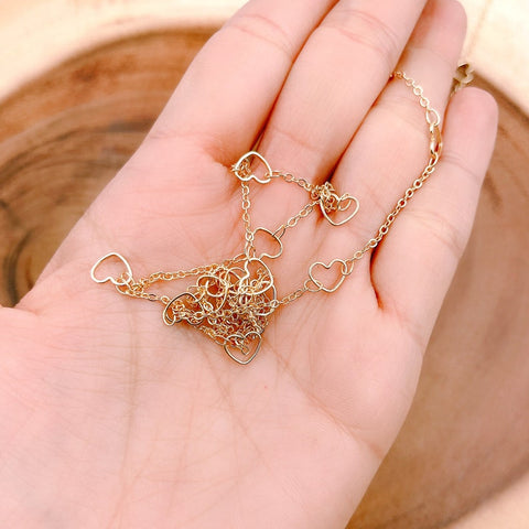 14k Gold Filled Dainty Heart Bracelet or Necklace