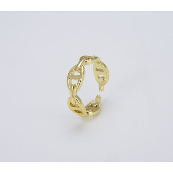 18K Gold Filled, Thick Chain Ring, Adjustable Gold Link Ring
