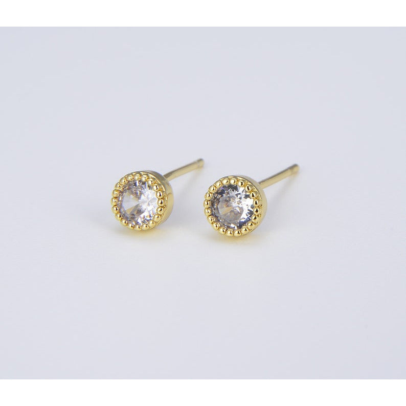 18K Gold Filled Earring, Dainty CZ Stud Earrings