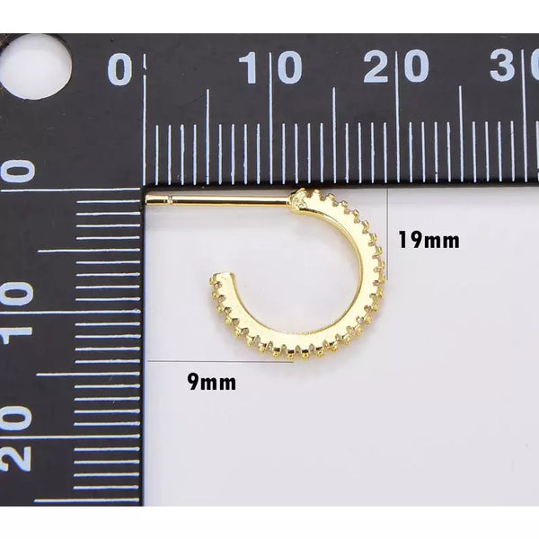 18K Gold Filled Chunky Gold Hoop, CZ Earrings