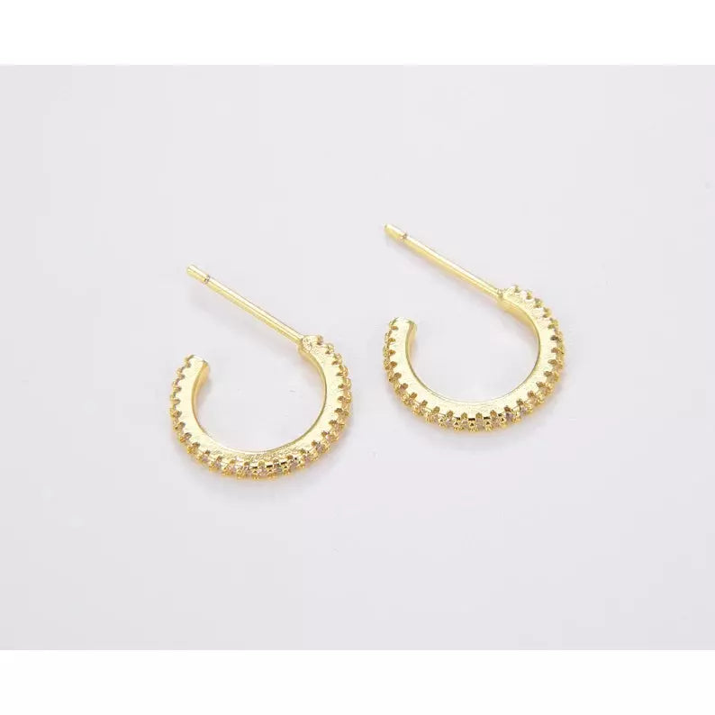 18K Gold Filled Chunky Gold Hoop, CZ Earrings