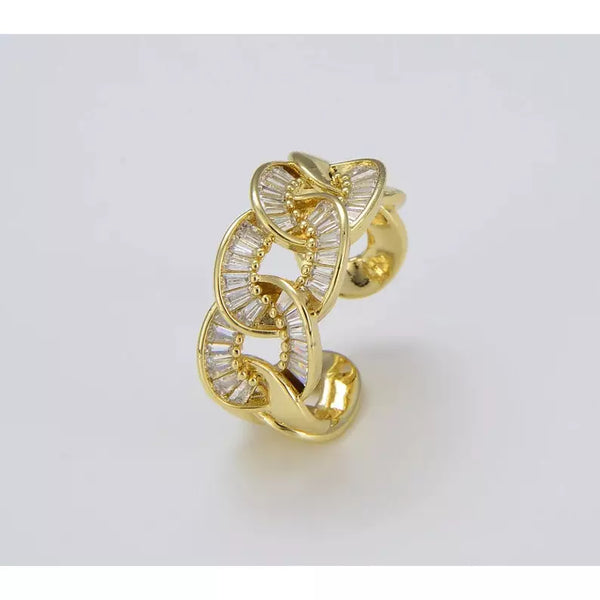 18K Gold Filled Cuban Chain Link Adjustable Ring