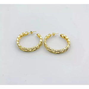 18K Gold Filled Dainty Chain Shaped Huggie Hoop Earrings