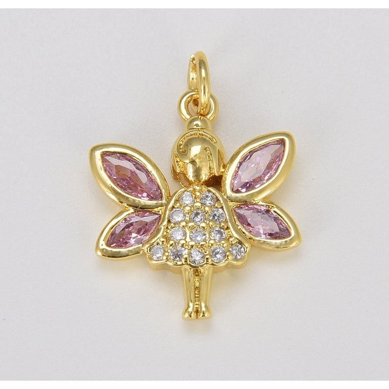 18K Gold Filled, Fairy Micro Pave Charm