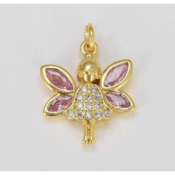 18K Gold Filled, Fairy Micro Pave Charm