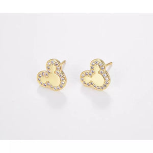 18K Gold Filled Mickey Mouse Stud Earrings, Disney CZ Studs