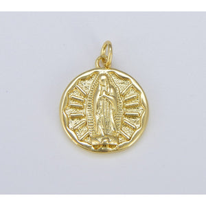 Our Lady of Guadalupe Charm, 18K Gold Filled Virgin Mary Medallion Pendant