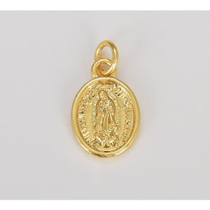 Our Lady of Guadalupe Miraculous Mary Medal Charm Pendant, 18K Gold Filled
