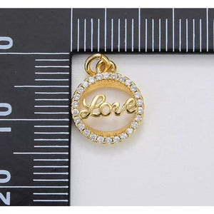 18K Gold Filled Round Love Pendant