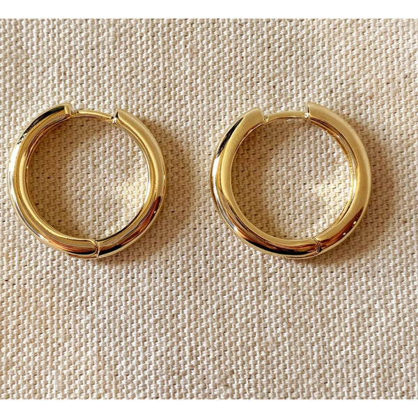18K Gold Filled Rounded Polished Clicker Hoop Earrings