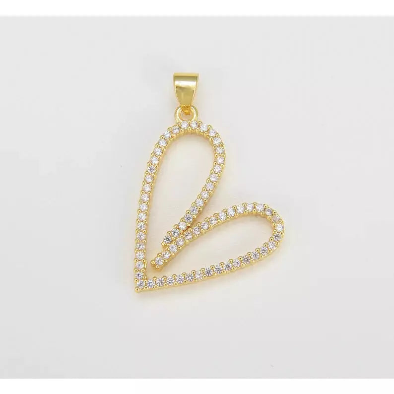 18K Gold Filled or Sterling Silver Large Heart Shape Pendant