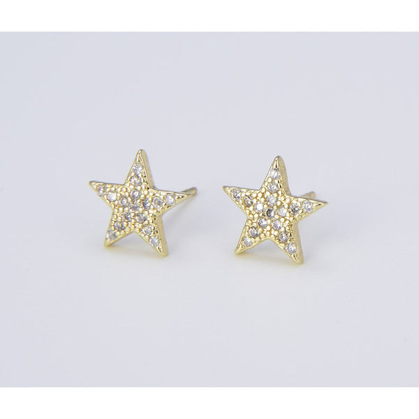 Tiny Star Studs, 18K Gold Filled CZ stud earrings