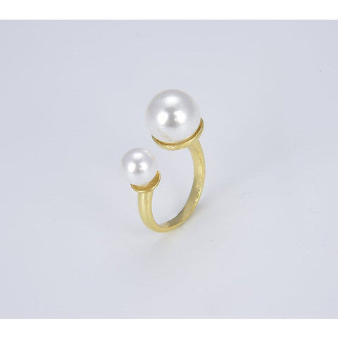 18K Gold Open Freshwater Pearl Ring