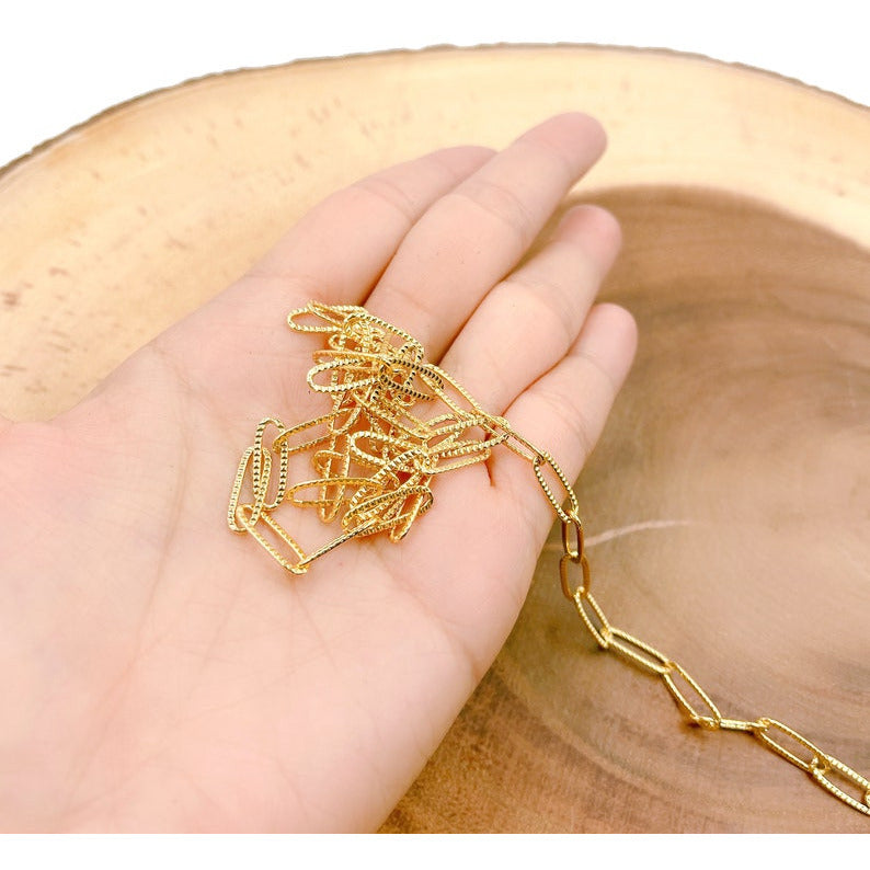 18K Gold Filled Oval Paper Clip Bracelet or Necklace