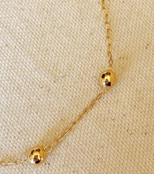 18k Gold Filled Beaded Anklet with 5 mm gold sphere beads