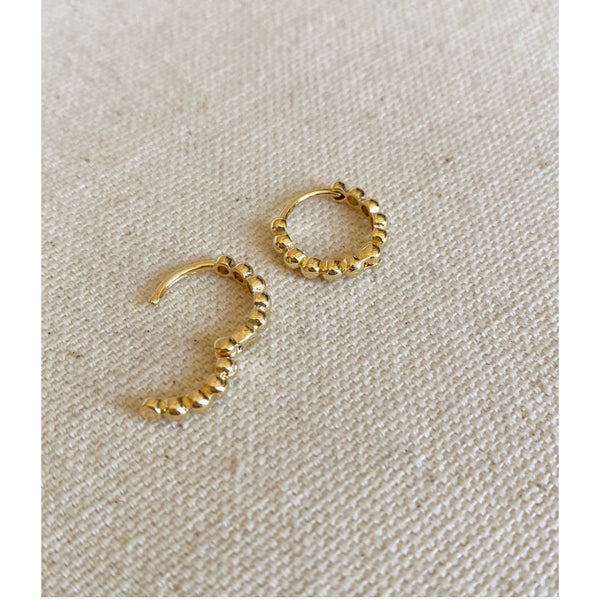 18k Gold Filled Beaded Clicker Hoop Earrings