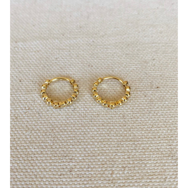 18k Gold Filled Beaded Clicker Hoop Earrings