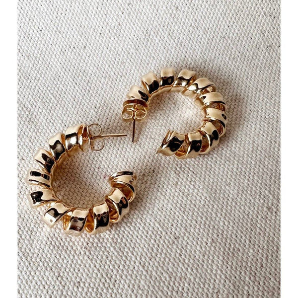18k Gold Filled Curly C-Hoop Earrings Medium