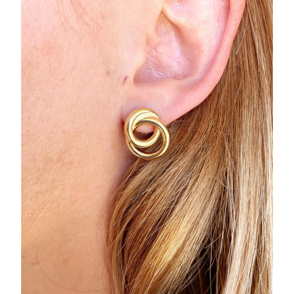 18k Gold Filled Double Circle Knot Stud Earrings