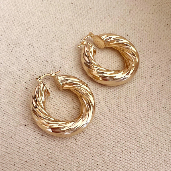 18k Gold Filled Twisted Selena Inspired Hoops
