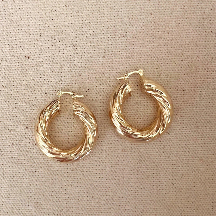 18k Gold Filled Twisted Selena Inspired Hoops