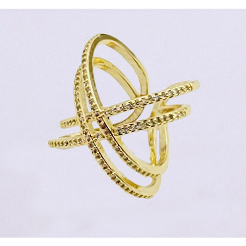 Double Criss Cross Infinity Ring, Petite Twist Full Eternity 18K Gold Filled Ring
