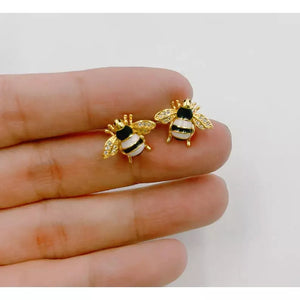 18K Gold Filled Queen Bumble Bee Stud Earrings