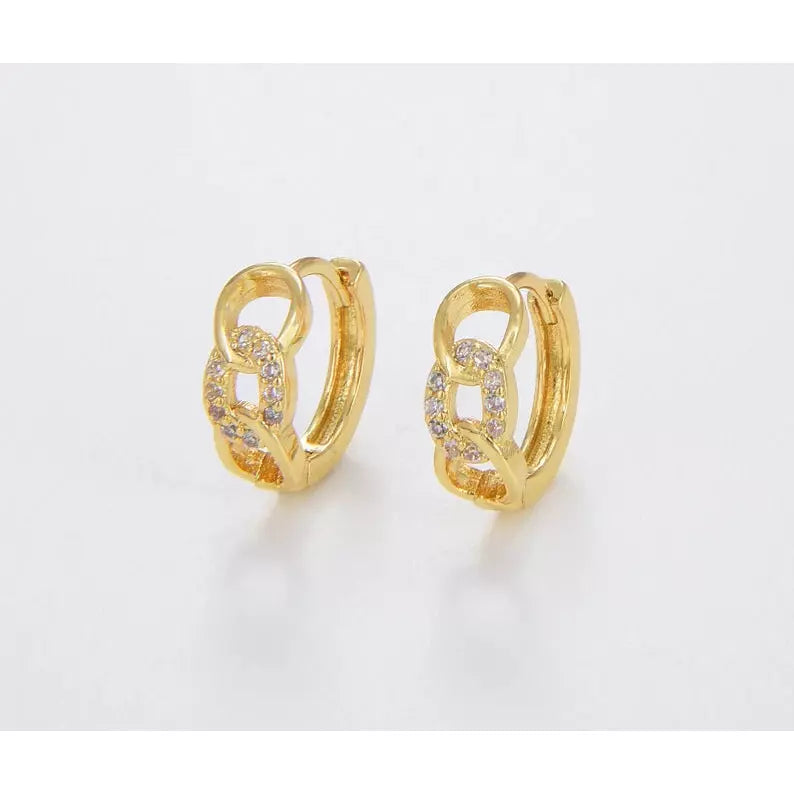 18K Gold Filled Small CZ Gold Hoop Earrings