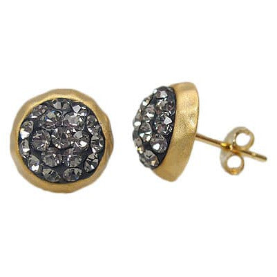 Hammered finish, faceted round shape stud earring