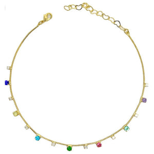 Handmade Colourful Micro Cubic Zirconia Anklet